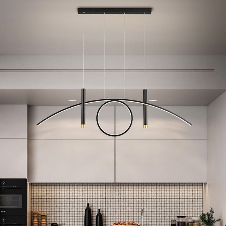 Acryl lineair LED -eilandlicht in modern beknopte stijl smeedijzeren hanglamp voor eetkamer