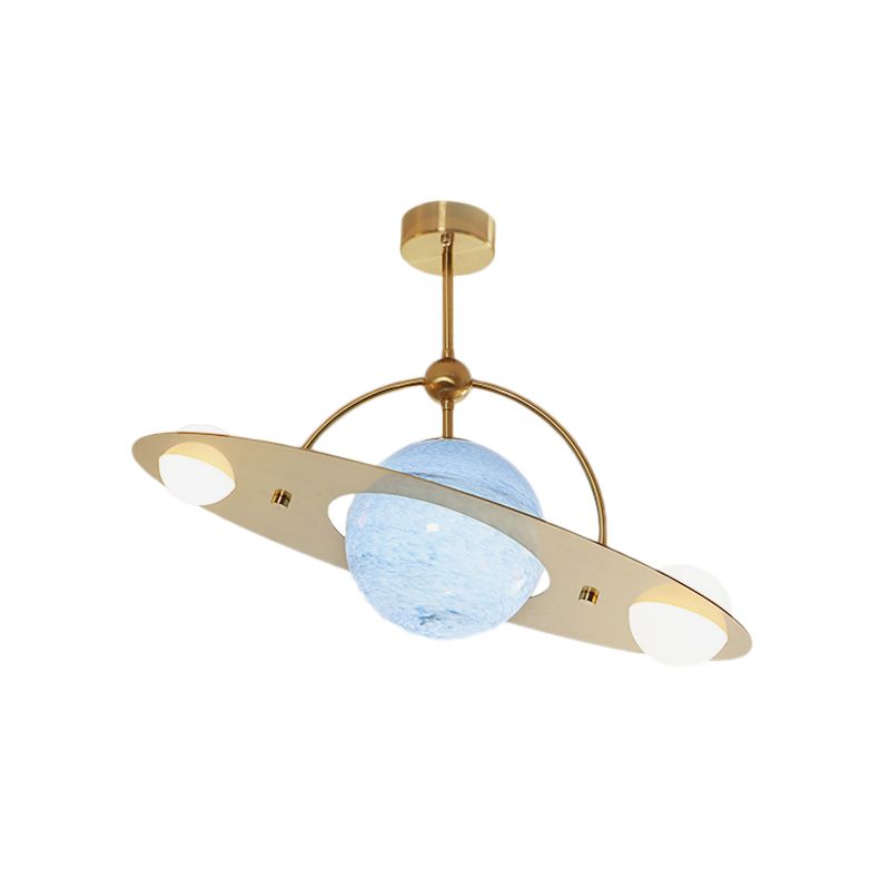 Saturno Semi Flush Luz de techo Cartoón Vaso blanco 2 Bulbos White/Beige/Blue Fanchush Lámpara de montaje