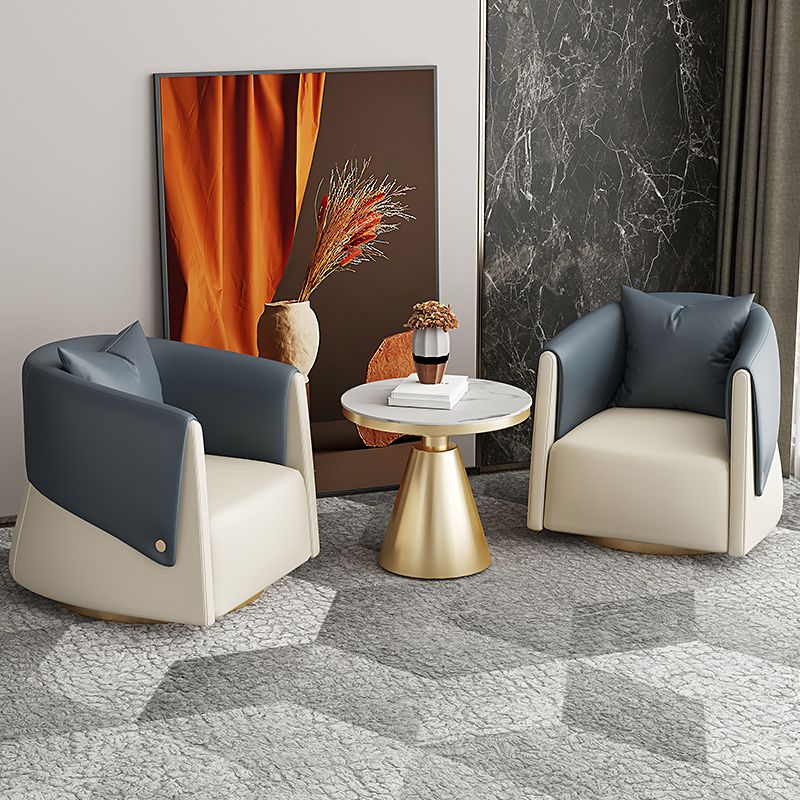 Modern 23.62" Wide Pillow Back Chair Leather Sloped Arm Chair