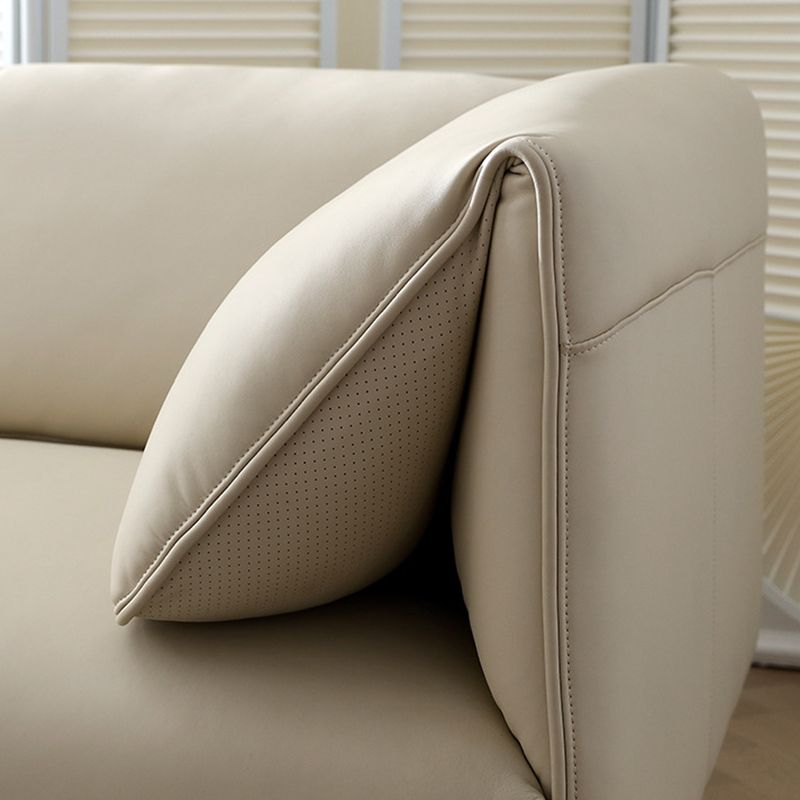 Sewn Pillow Back Sofa Modern Faux Leather Pillow Top Arm Seating - 26.77" H