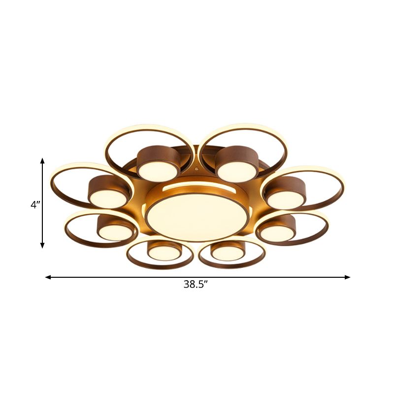 Modernism 2/4/6 Lights LED Ceiling Flush Mount Light with Acrylic Shade Brown Round Ceiling Light Fixture in Warm/White Light