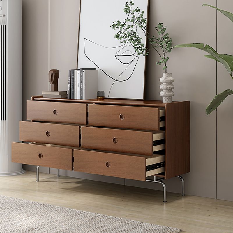 Mid-Century Modern Accent Chest with Drawers and Straight Legs in Brone