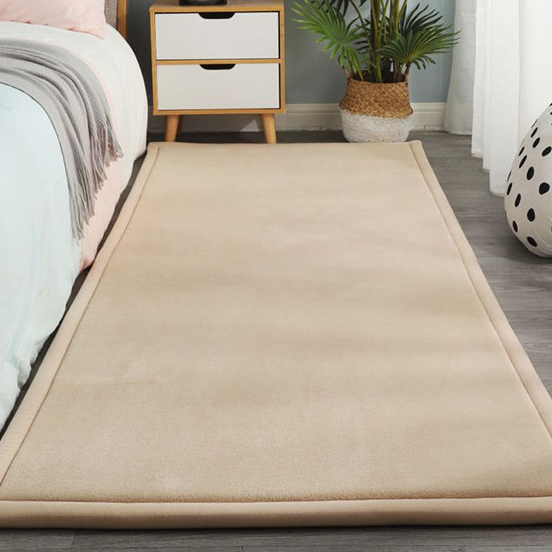 Solid Color Rug Short Velvet Living Room Carpet Polyester Washable Area Rug