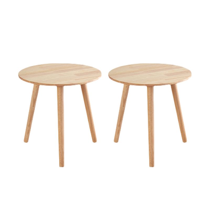 Contemporary Style Side End Table Solid Wood Round Sofa Side Accent Table