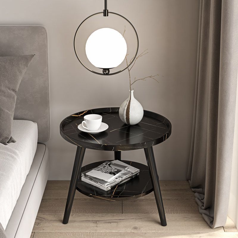 3 Legs Base Design Wood-based Panel Table Metal Base RoundSide Table