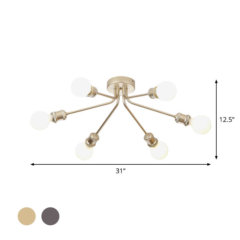 Light de plafond semi-rince de style élégant mince lampe au plafond métallique linéaire pour chambre d'enfant