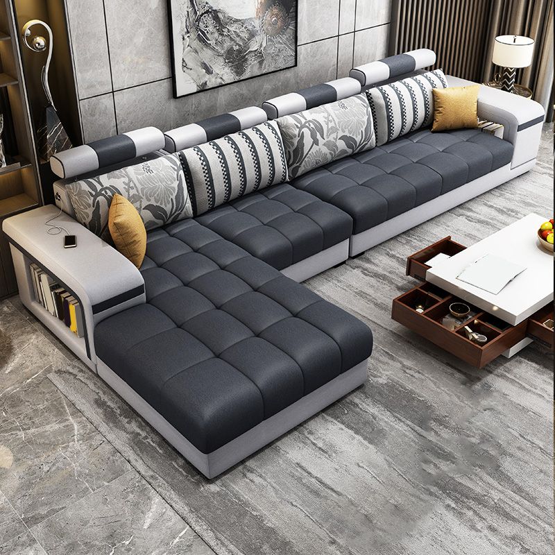 Contemporary Square Arm Stain-Resistant Slipcovered Storage Sofa