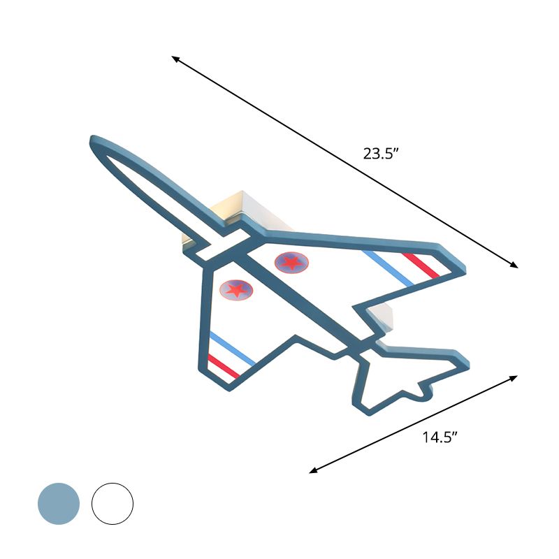 White/Blue Finish Airplane Shape Flush Lighting Cartoon LED Acrylic Flush Mounted Lamp Fixture for Kids Bedroom
