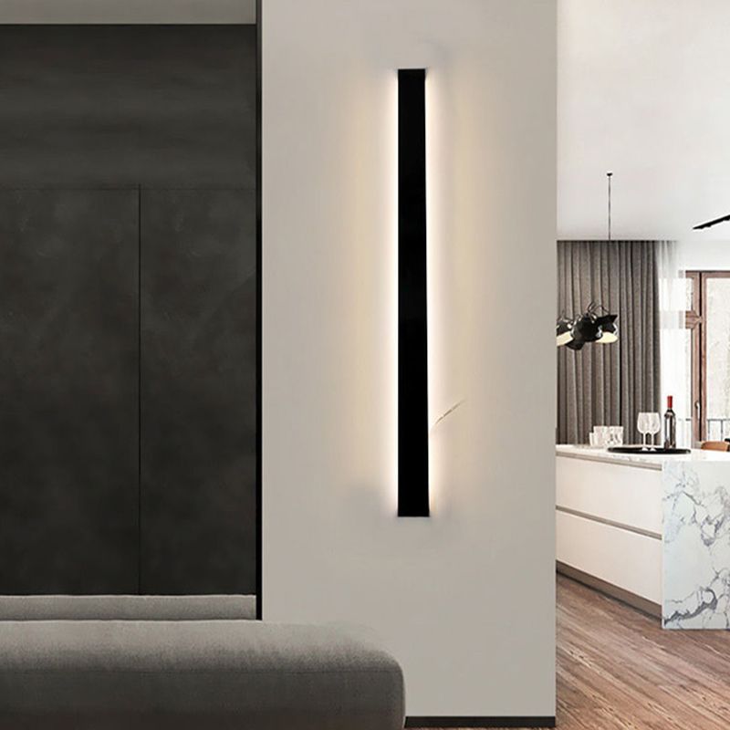 1 Light Linear Wall Mounted Lamp Simplicity Metal Wall Lighting Idea in Black