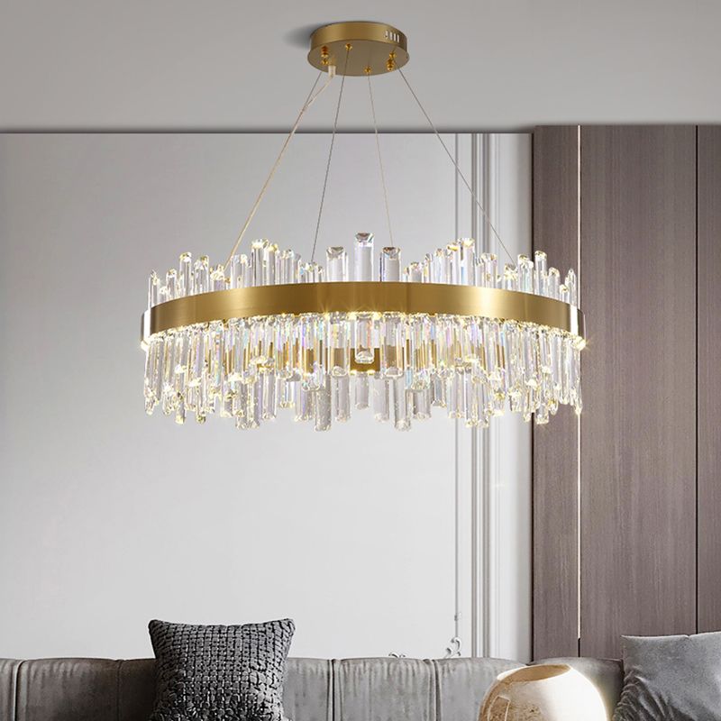 Cercle de pendentif en or LED LED CRISTAL HORDing Light pour le salon