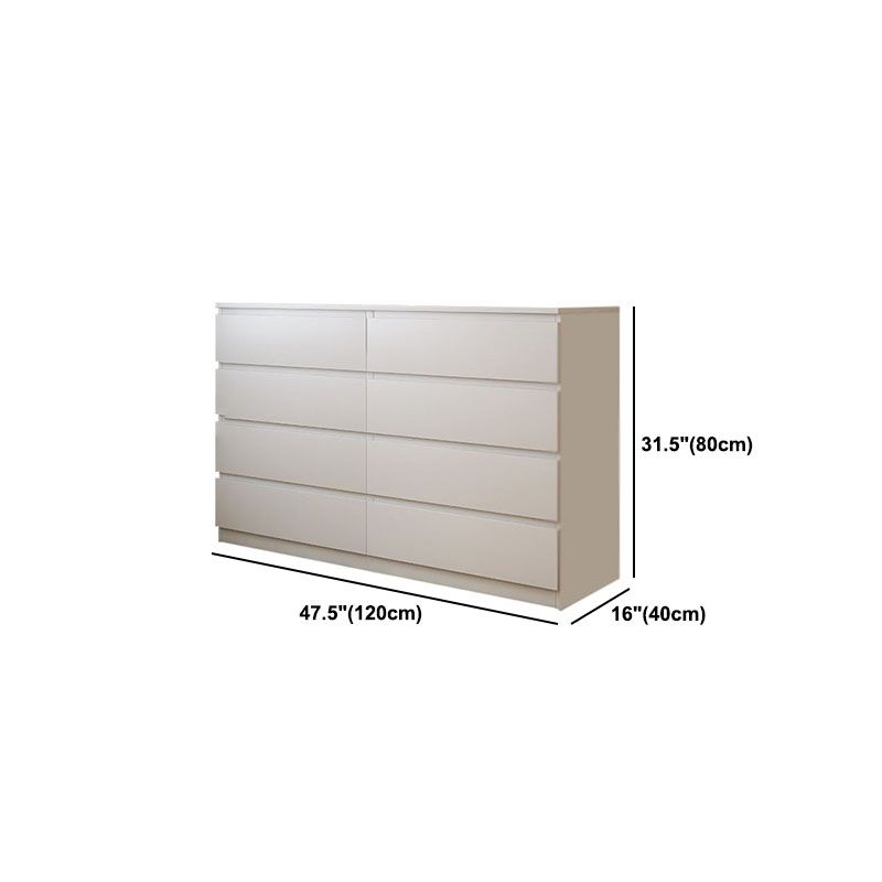 16" D White Wooden Dresser Modern Style Multi Drawers Storage Chest