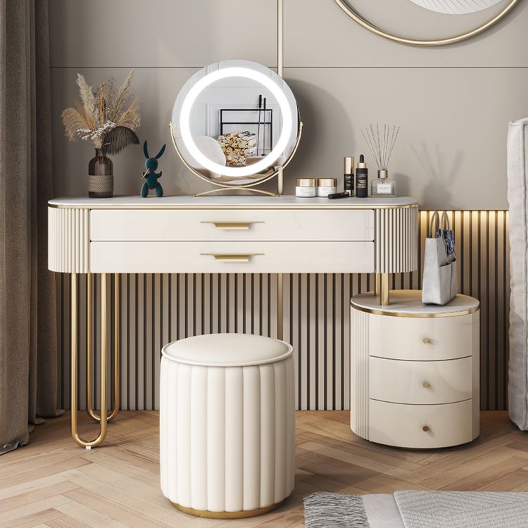 Stone Top Makeup Vanity Metal and Engineered Wood Dressing Table