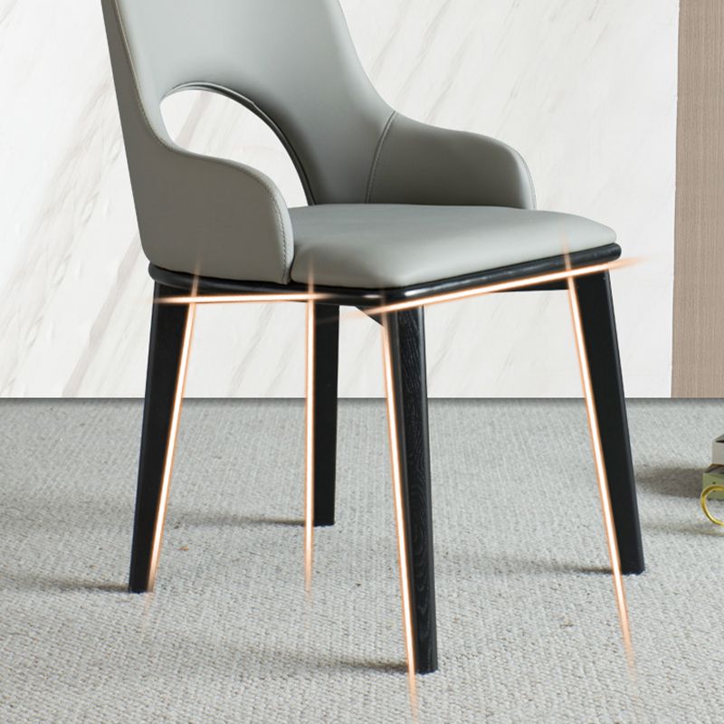 Contemporary Open Back Dining Chairs Armless Side Chairs with Wood Legs for Kitchen