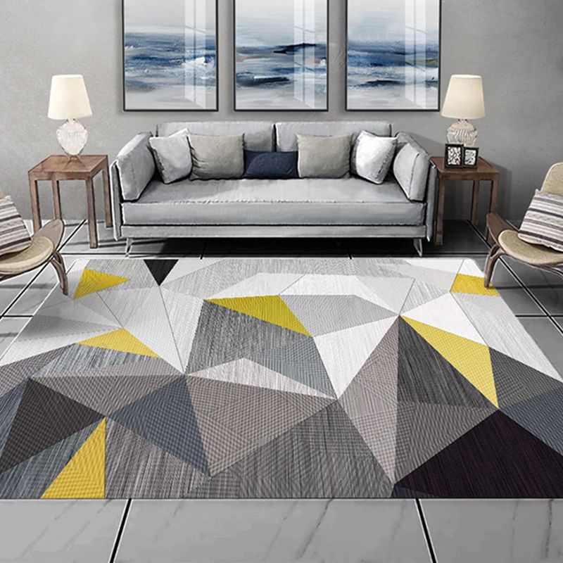 Multicolored Relaxing Rug Synthetics Geometric Printed Area Carpet Non-Slip Backing Easy Care Indoor Rug for Living Room