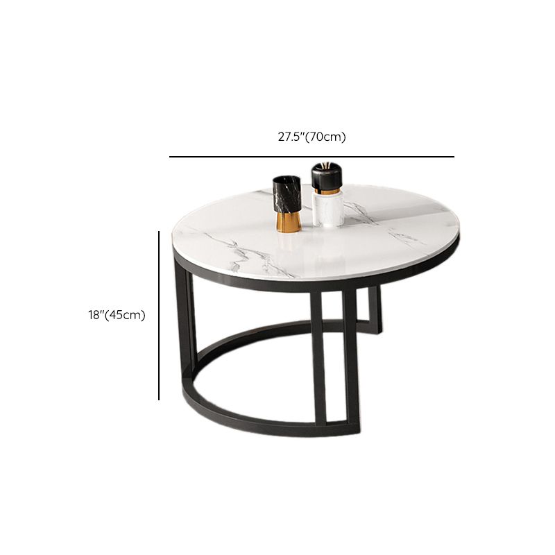 Slate Coffee Table Oval Nesting Coffee Table Set with Metal Legs