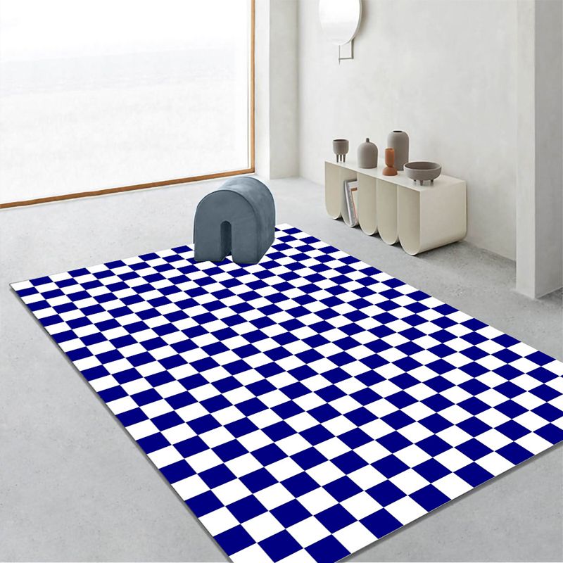 Contemporary Checkered Print Rug Polyester Carpet Stain Resistant Indoor Rug for Home Decoration