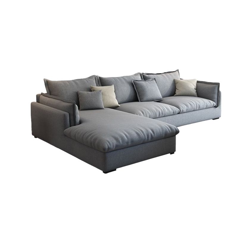 Light-grey Contemporary Sectional Living Room Solid Wood Sofa