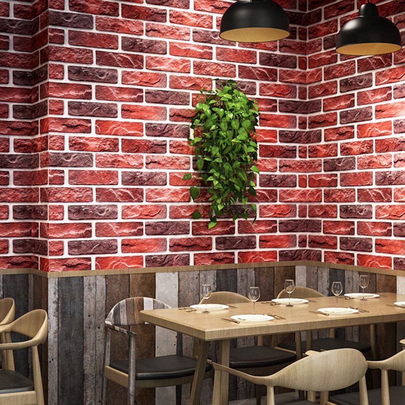 Brick Printing Wallpaper Roll Multi-Colored Industrial Wall Covering for Coffee Shop