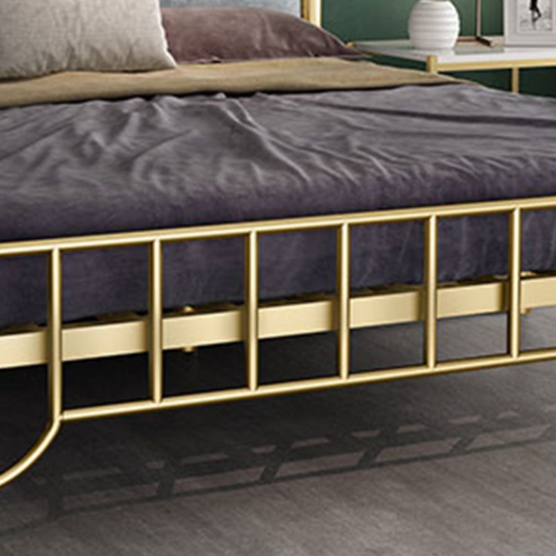 Glam Standard Bed with Rectangular Panel Headboard and Metal Legs Bed