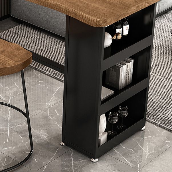 Contemporary Rectangular Bar Table Set 1/2/3 Pcs Solid Wood Bar Table and Stools