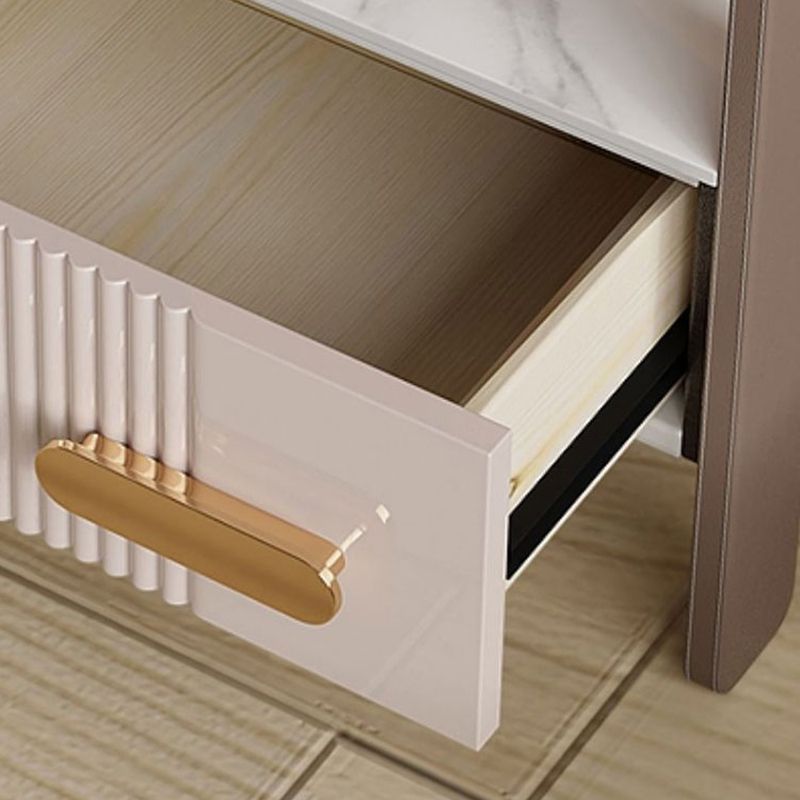 Wood Night Stand 18.9" Tall 1 - Drawer Nightstand with Tempered Glass Top