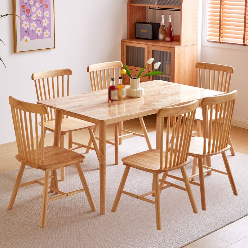 Modern 1/4/5/7 Pieces Rectangle Dining Set Solid Wood Dining Table with Chairs