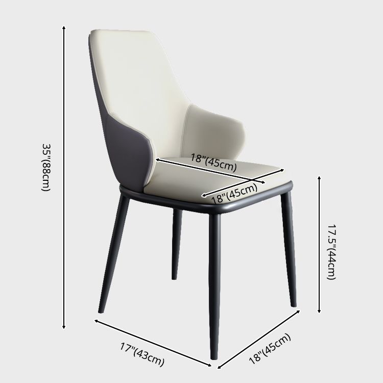 Minimalist Style Leather Dining Chairs Solid Back Upholstered Side Chair for Home