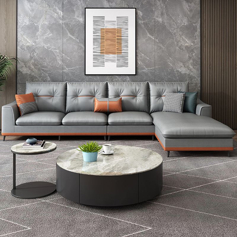 Tufted Modern Sloped Arm Sectional 5-seater Stain-resistant Sectional
