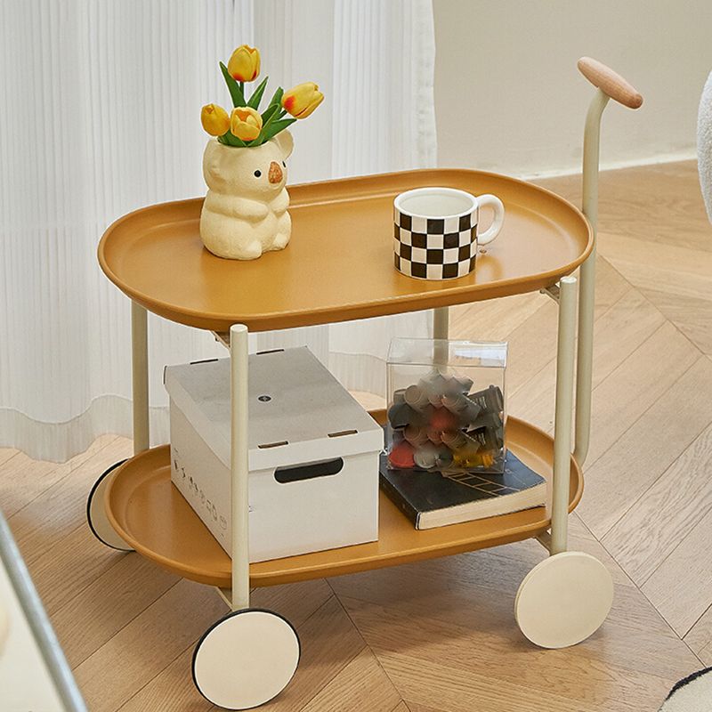 Tray Top Corner Table with Storage and Wheels Accent Side Table