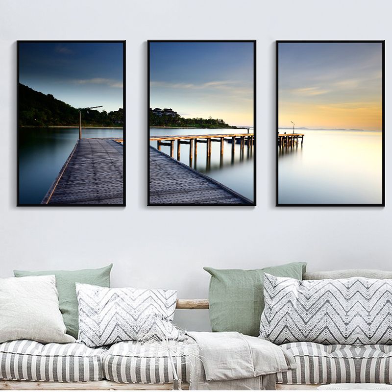 Bridge Scenery Canvas Print Multi-Piece Modern Style for Girls Bedroom Painting, Set of Three