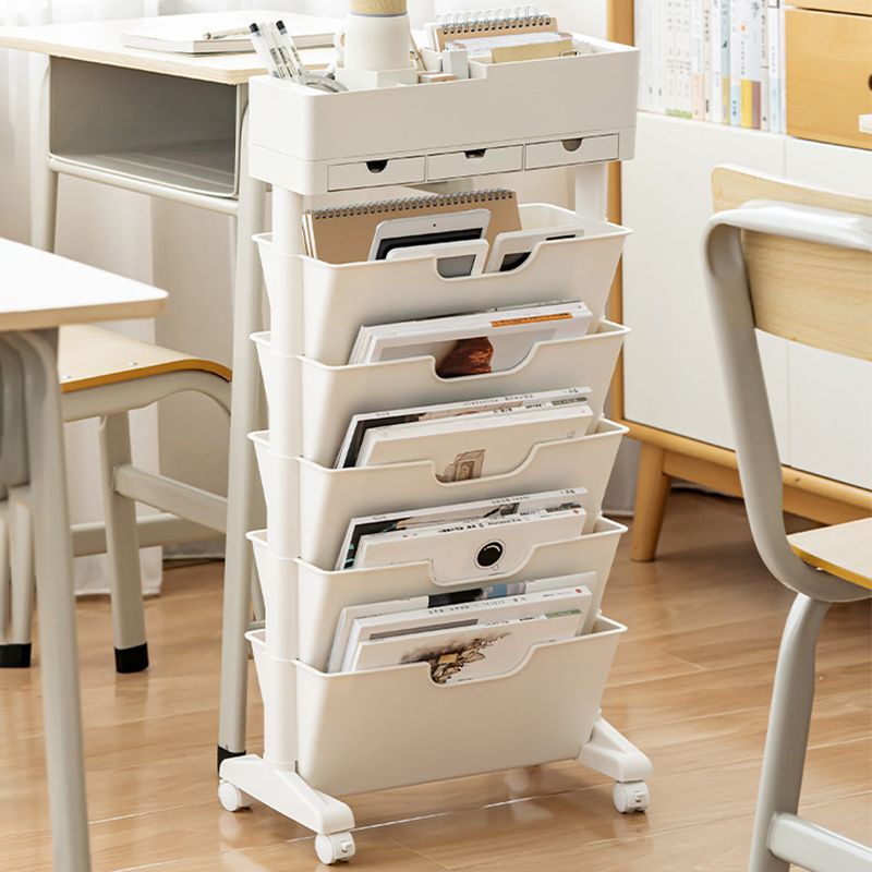 Contemporary Plastic Bookcase Standard Open Back Bookshelf for Office