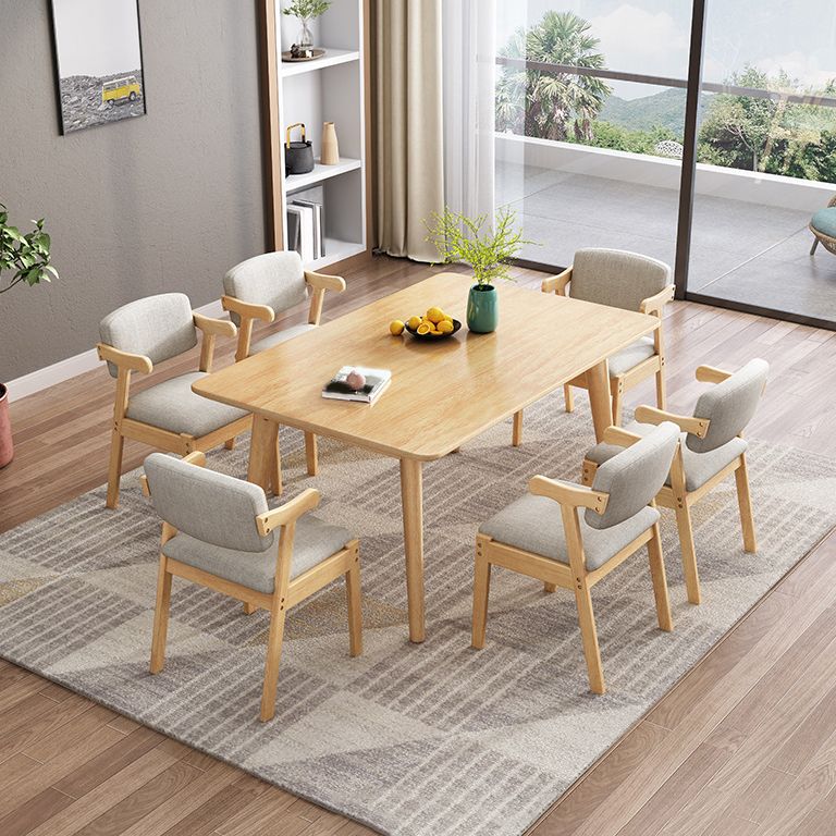 Traditional Dining Table Set 1/5/7 Pcs Solid Wood Dining Table and Chairs