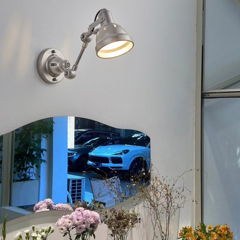 Silver Modern Wall Sconce Cone Shape Wall Light with Metal Shade for Living Room