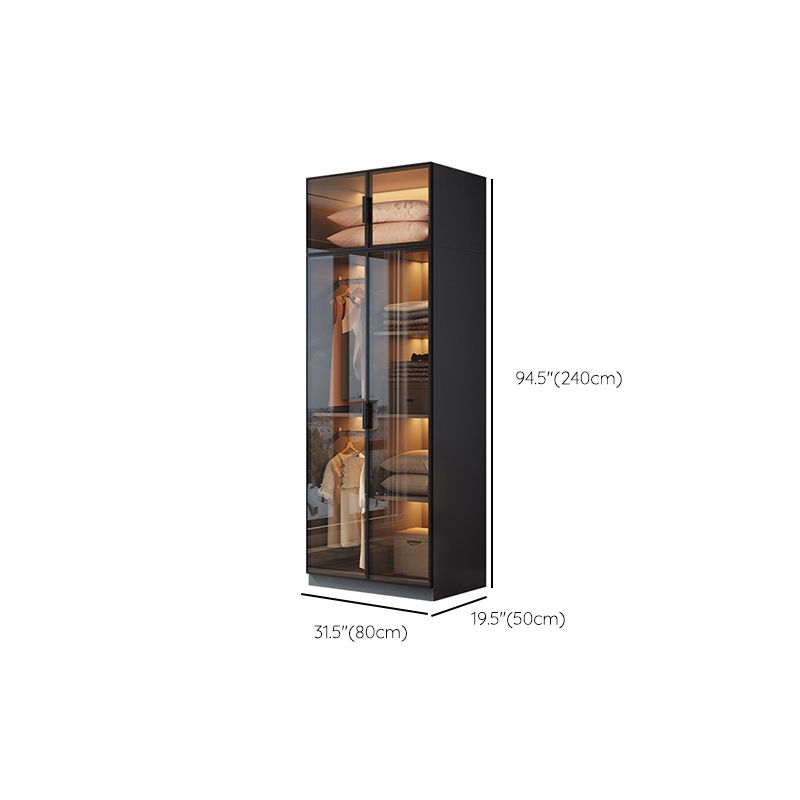 Freestanding Tempered Glass Wardrobe Modern Wardrobe with Garment Rod