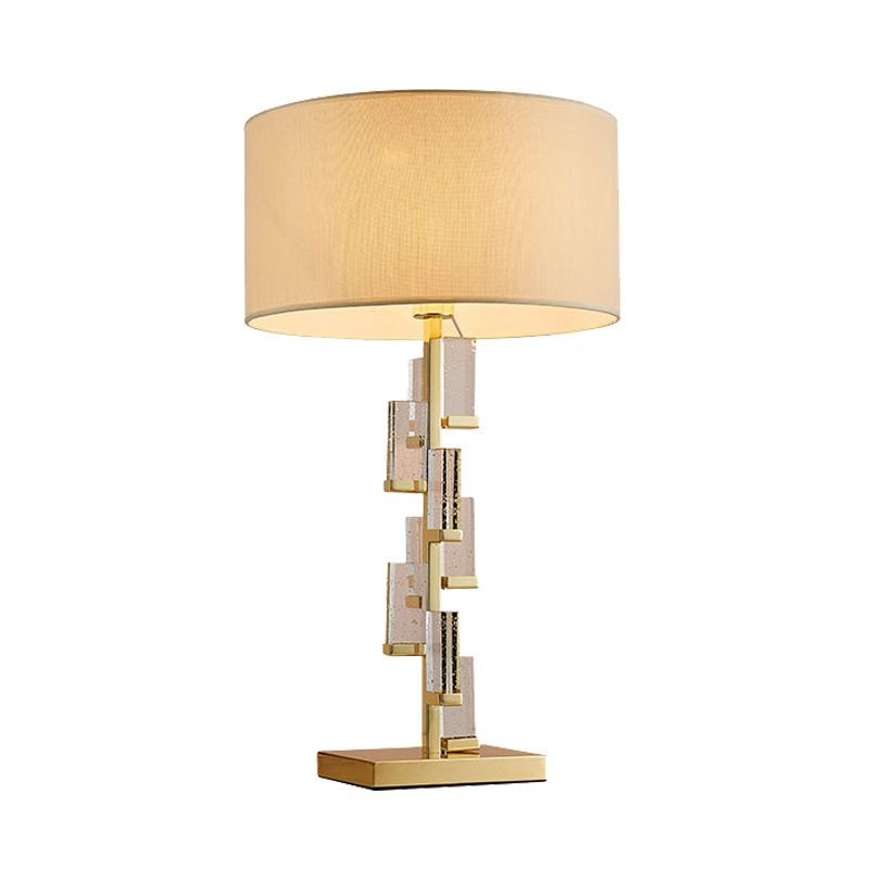 1 koplamp met de bureaulamp Modernist Gouden taakverlichting met cilinderstofschaduw