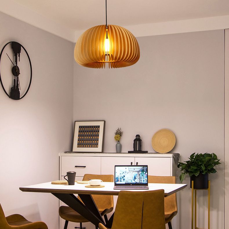 Syliments en bois massif de style japonais Shading Light Light 1-Light Pumpkin Shape Lighting Ayémorrat pour la salle à manger de cuisine