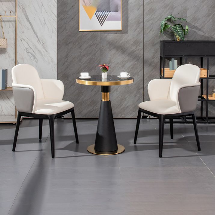 Round 1/5 Pieces Dining Set Glam Style Faux Marble Dining Set for Home Use
