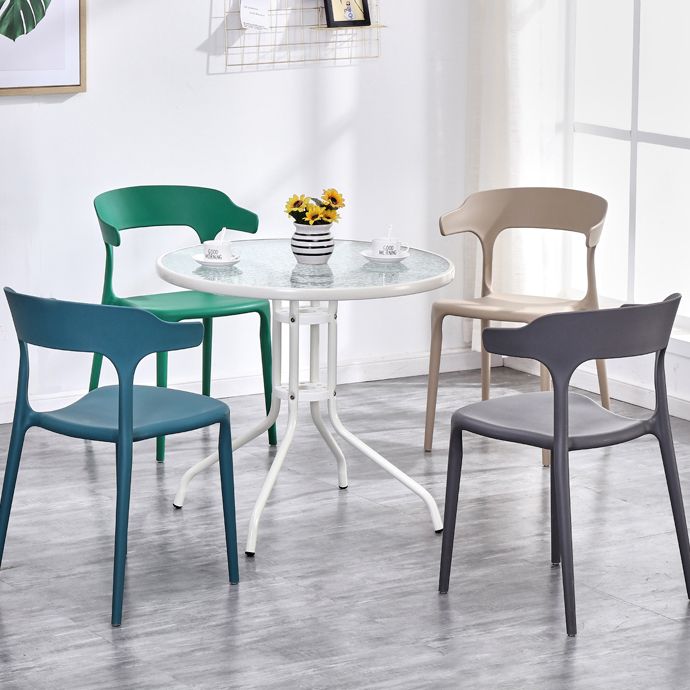 Modern Style Glass Dining Room Dinner Kitchen Table Clear Round Table with Metal Base