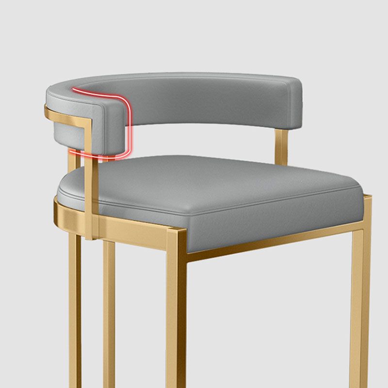 Glam Jewelry Shop Footrest Stool Matte Finish PU Leather Barstool