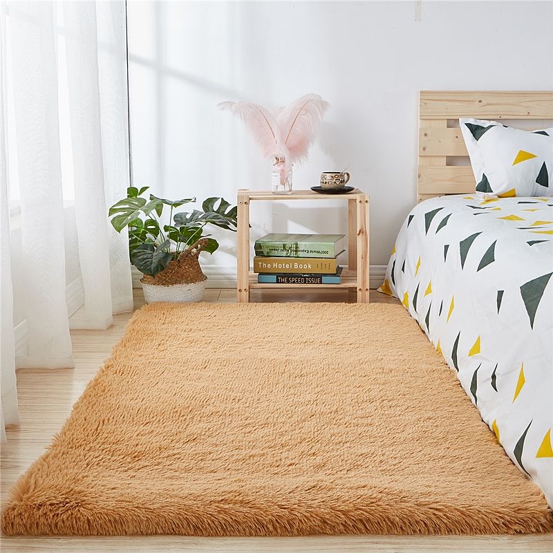 Chic Solid Color Area Rug Plush Modern Area Carpet Non-Slip Backing Rug for Bedroom