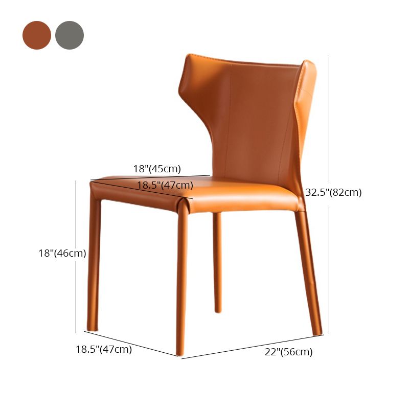 Modern Metal Dining Room Chair Armless Leather Side Chair for Home Use