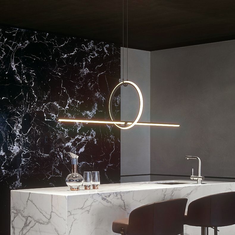 Lineair eilandverlichtingsideeën Modern Metal 2 Light Island Lights in Black