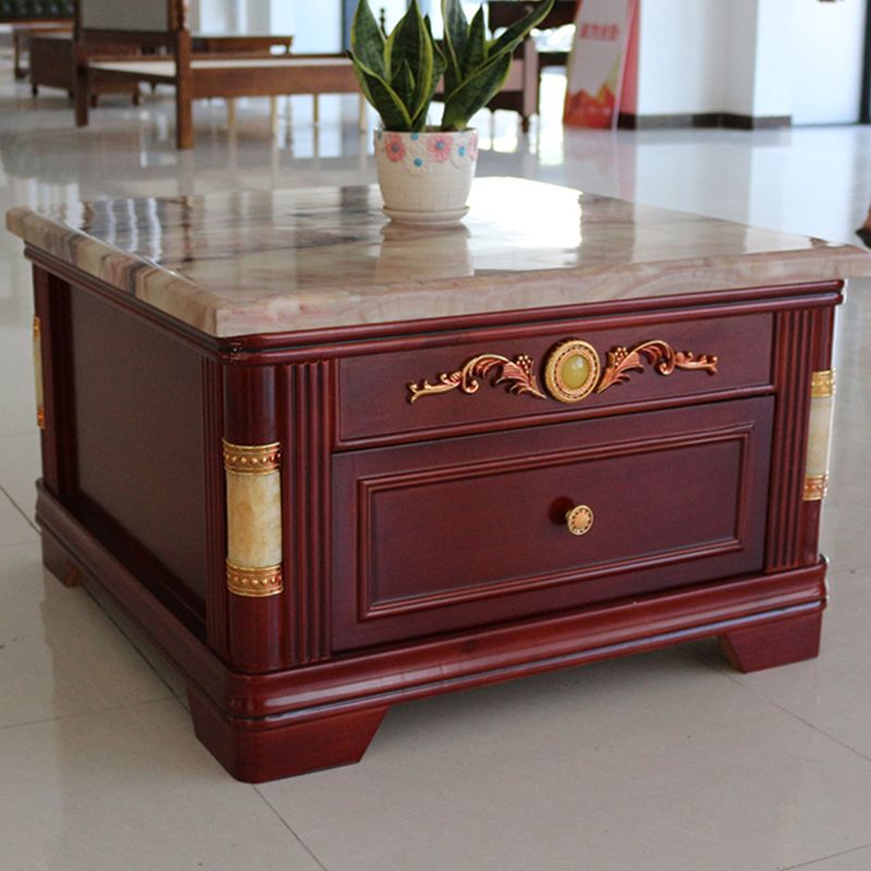 Square End Table with Drawer Traditional Sofa Side End Table for Living Room