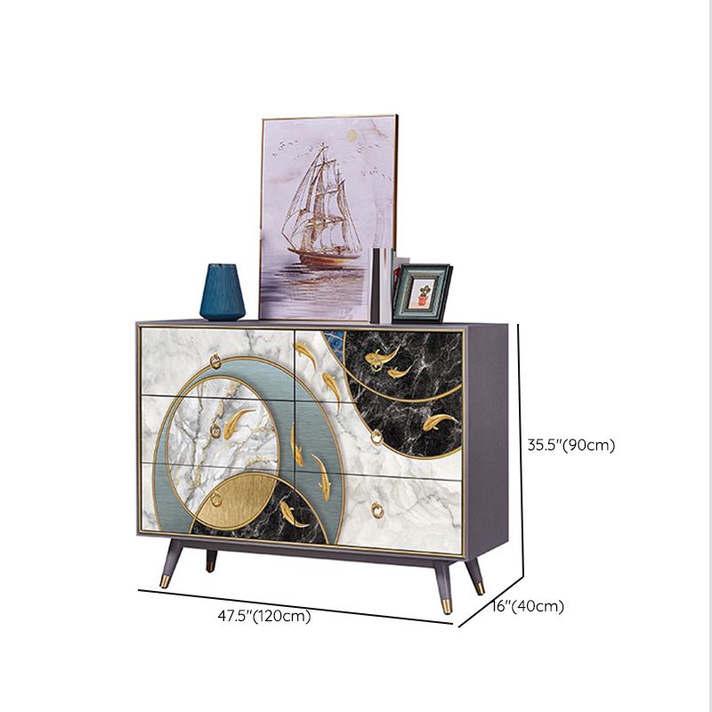 Wooden Storage Chest Dresser Classic Glam Storage Chest with Drawers