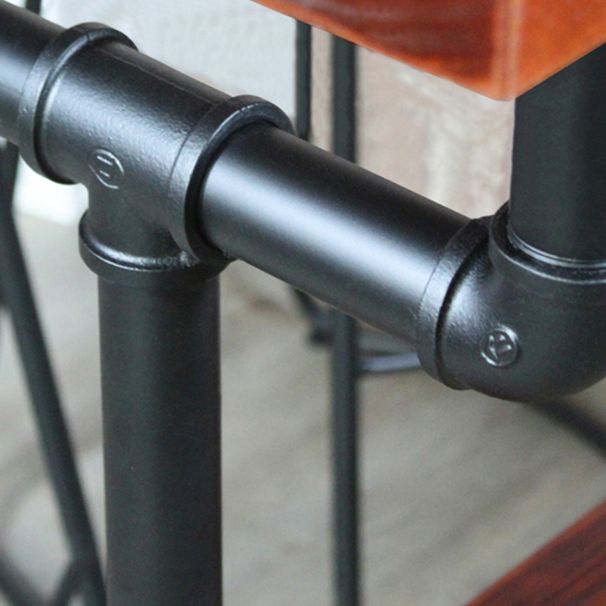 Industrial Metal and Wood Pub Table in Brown with Plastic Stools Set