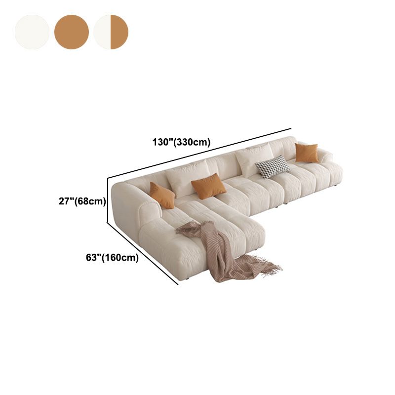 L-Shape Velvet Sectional with Recessed Arm and Pillow Back for Apartment