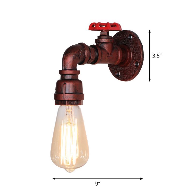 Vintage exponierte Lampenwandbeleuchtung Eisenwandmontagelampe mit Ventildekoration
