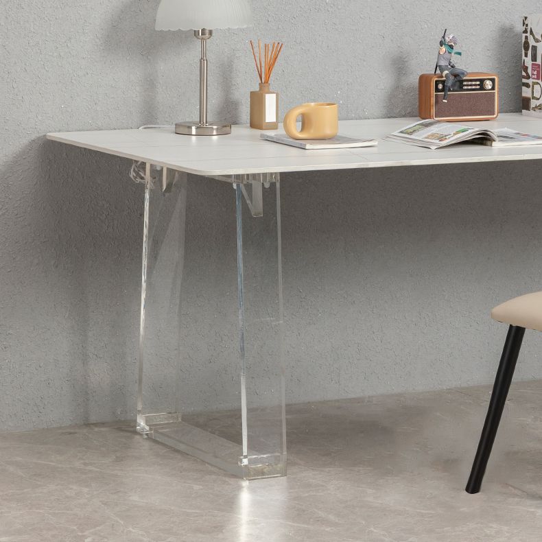 Sintered Stone Top Esstisch Rechteck Esstisch mit Acryl -Doppel -Sockelbasis