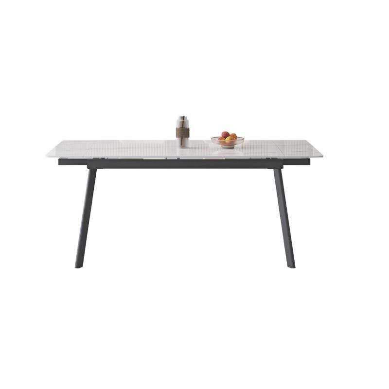 Industrial Dining Table with Leaf Extension Black Metal Base Dining Table