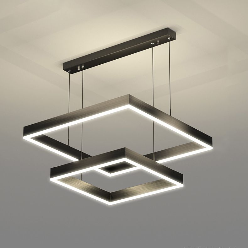 Candelera de araña de metal moderna Candelera cuadrada de múltiples capas en negro para sala de estar